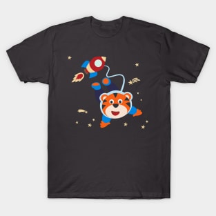 Space tiger or astronaut in a space suit with cartoon style T-Shirt